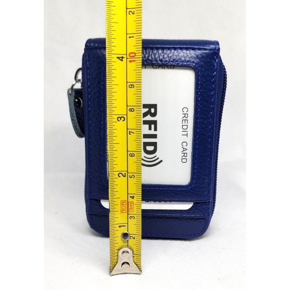 Unisex Credit Card Wallet With Zipper, Genuine Leather RFID Credit Card Holder - Picture 7 of 16